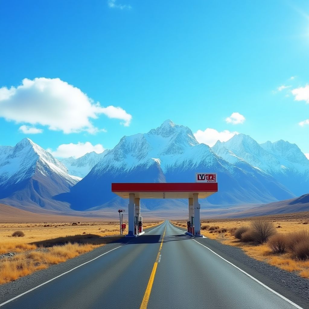 Estación YPF en ruta patagónica
